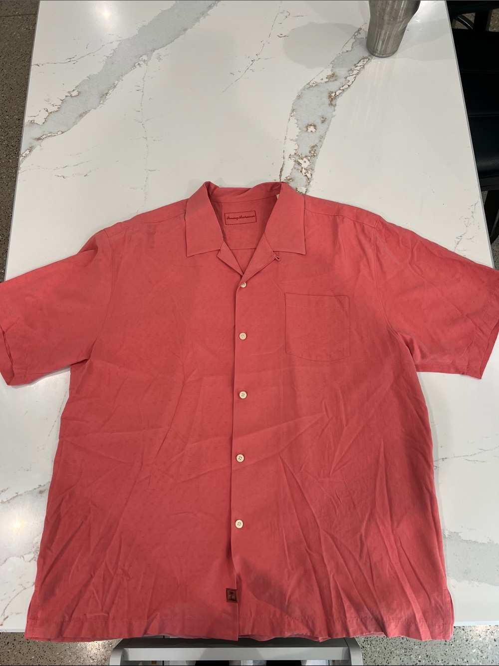 Tommy Bahama Coral Short-Sleeve Button-Down Lightweight Silk Shirt-XL